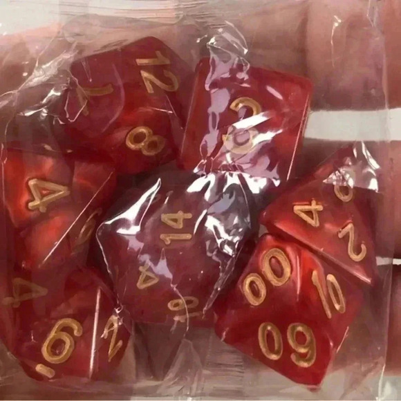 Two 7 Packs D&D Dungeons and Dragons Die Dice Sets Red & Green - Picture 2 of 4